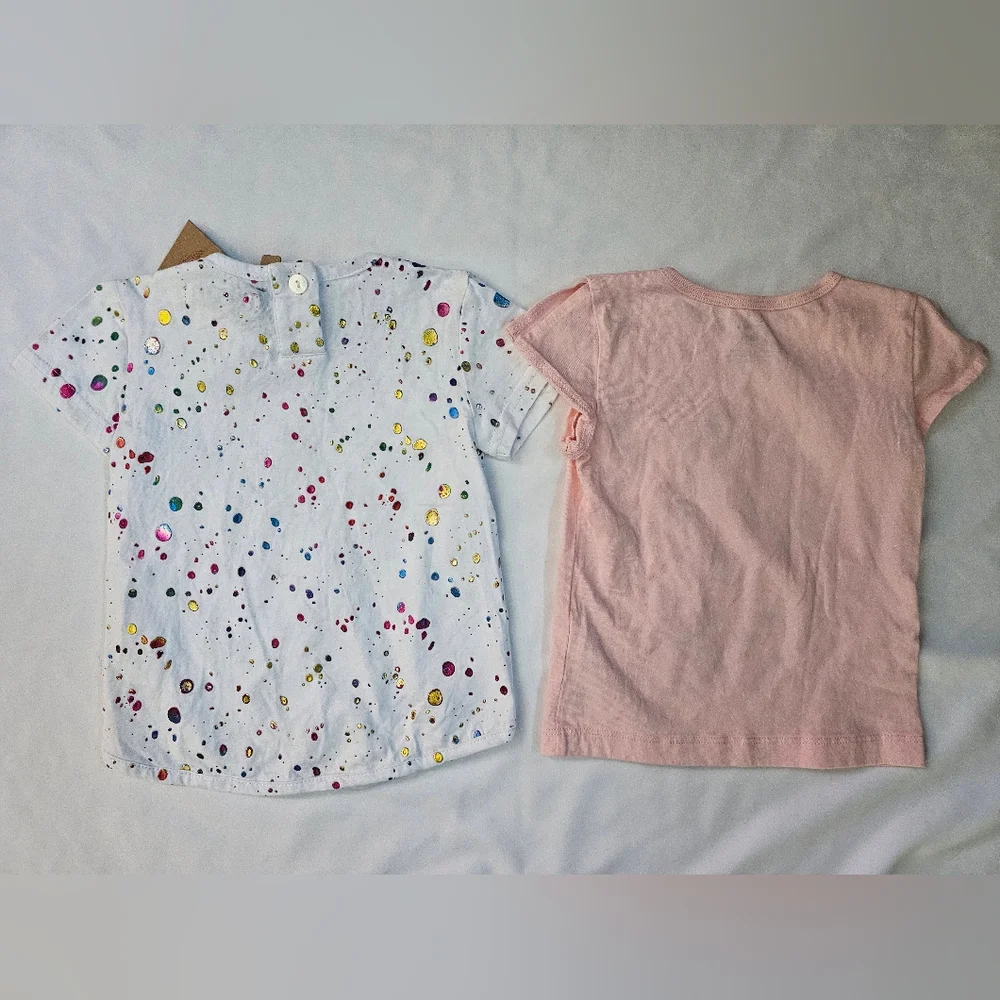Set Of Two Kids' Colorful Tees- Pink Metallic Cheetah- 18 Month